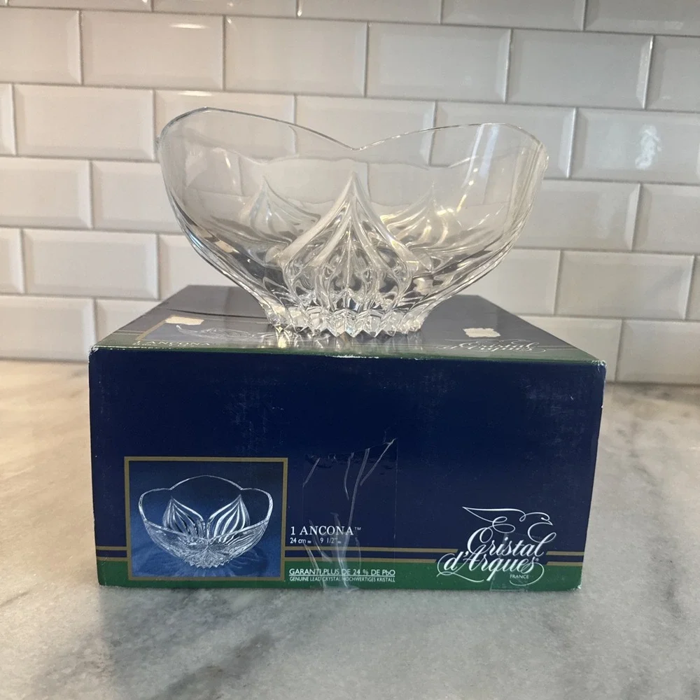 Vintage 24% Lead Cristal D'Arques Durand‎ France Crystal Bowl Lotus Pattern